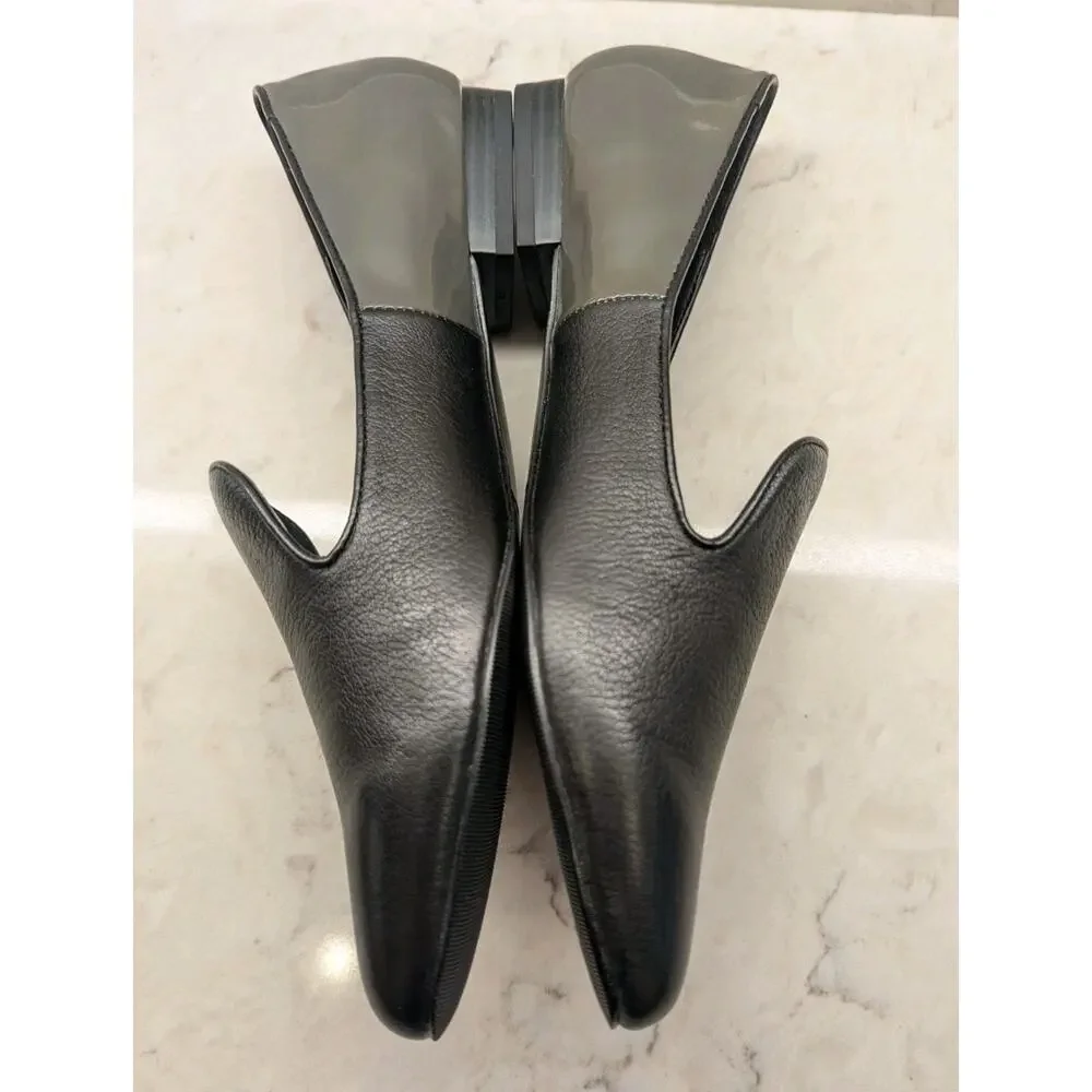 LOGO Meryl Leather Slip on Loafers Black/Pewter Patent 8.5 NEW Lori Goldstein